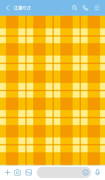 [LINE着せ替え] オレンジチェックの着せかえ/ブルーの画像2