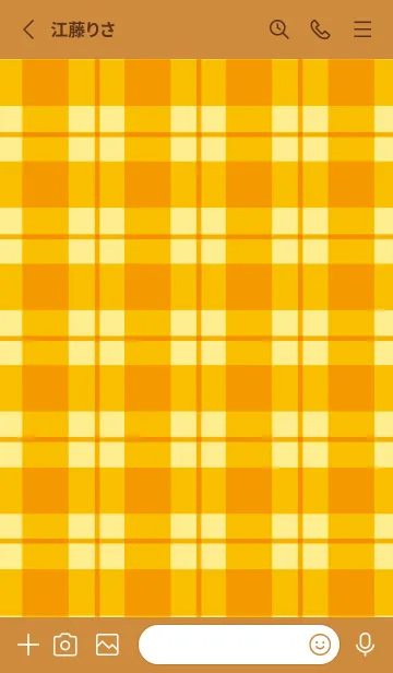 [LINE着せ替え] オレンジチェック/ブラウン/オレンジの画像2