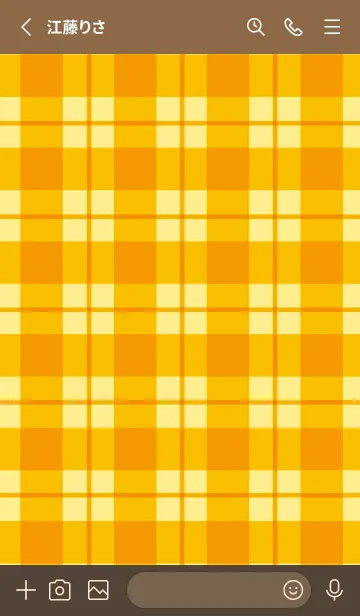[LINE着せ替え] オレンジチェックの着せかえ/ピンクの画像2