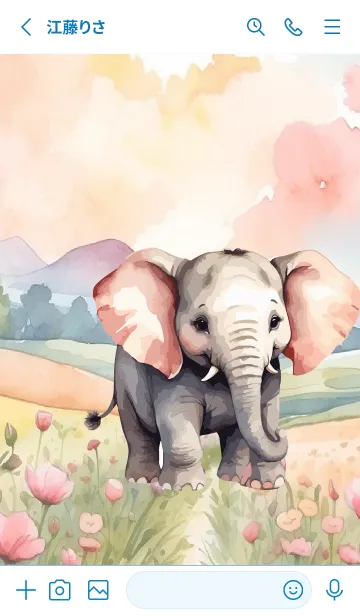 [LINE着せ替え] Elephant In Flower Theme (JP)の画像2