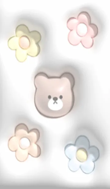 [LINE着せ替え] Gray♡ぷっくりクマと花01_1の画像1