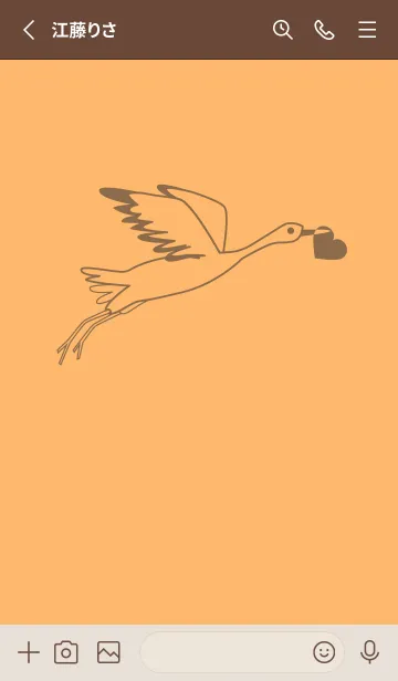 [LINE着せ替え] 鳥とハート サンオレンジの画像2