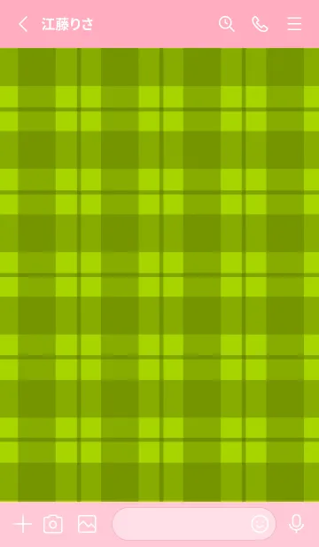 [LINE着せ替え] 黄緑チェックの着せかえ/ピンクの画像2