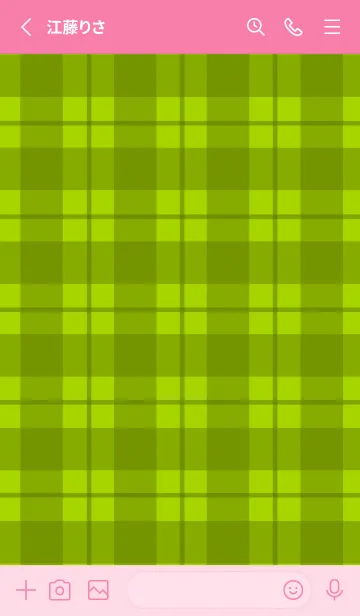 [LINE着せ替え] 黄緑チェックの着せかえ/ホットピンクの画像2