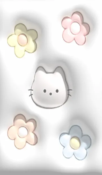 [LINE着せ替え] Grayぷっくりな猫と花01_1の画像1