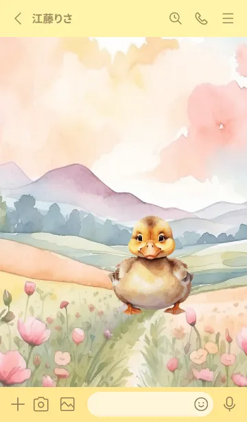 [LINE着せ替え] Baby Duck In Flower Theme (JP)の画像2