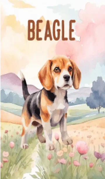 [LINE着せ替え] Beagle Dog In Flower Theme (JP)の画像1