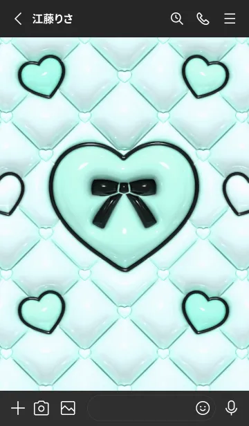 [LINE着せ替え] ぷくぷく♡ねこ - ブラック ターコイズの画像2