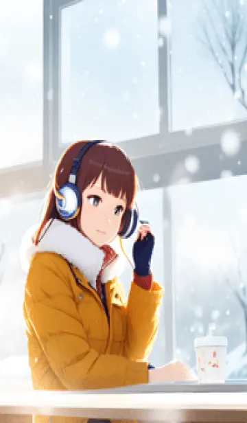 [LINE着せ替え] 窓辺の少女 - 冬の雪 3の画像1