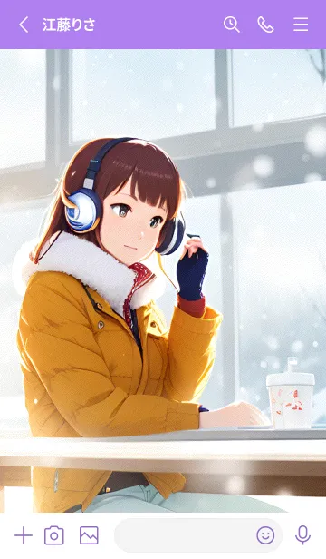 [LINE着せ替え] 窓辺の少女 - 冬の雪 3の画像2