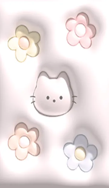[LINE着せ替え] pinkぷっくりな猫と花10_1の画像1