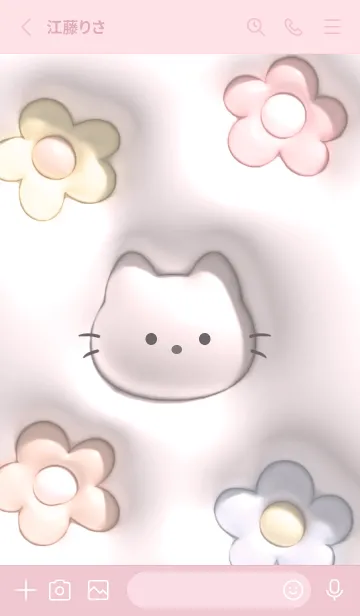 [LINE着せ替え] pinkぷっくりな猫と花10_1の画像2