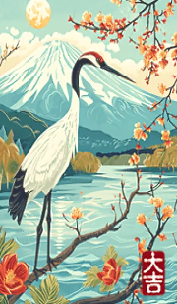 [LINE着せ替え] Mount Fuji and Crane-japanの画像1