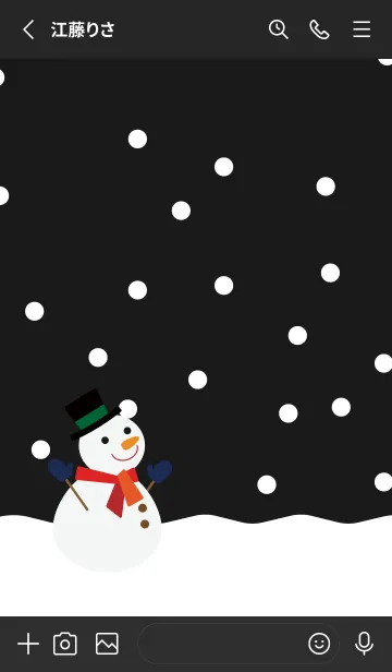 [LINE着せ替え] 雪と雪だるま 黒色の画像2
