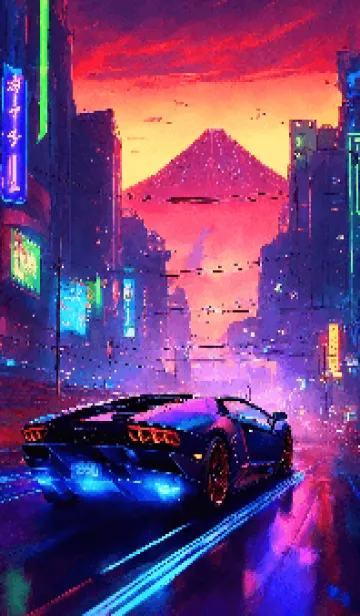 [LINE着せ替え] サイバーパンクランボ富士山の画像1