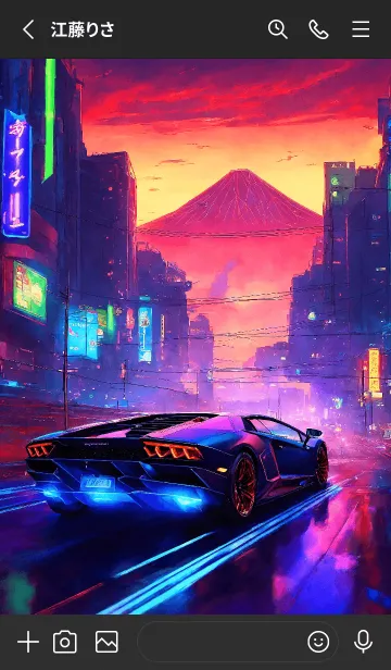 [LINE着せ替え] サイバーパンクランボ富士山の画像2