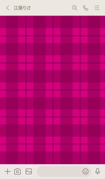 [LINE着せ替え] 赤チェックの着せかえ/ベージュの画像2