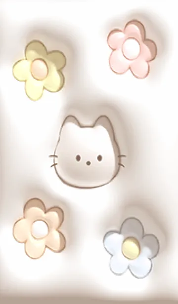 [LINE着せ替え] brownぷっくりな猫と花03_1の画像1