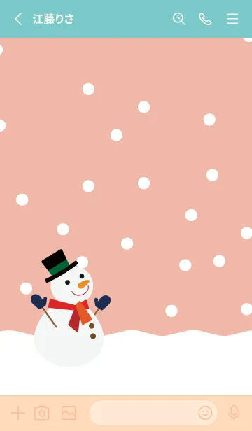 [LINE着せ替え] 雪と雪だるま ピンクと水色の画像2