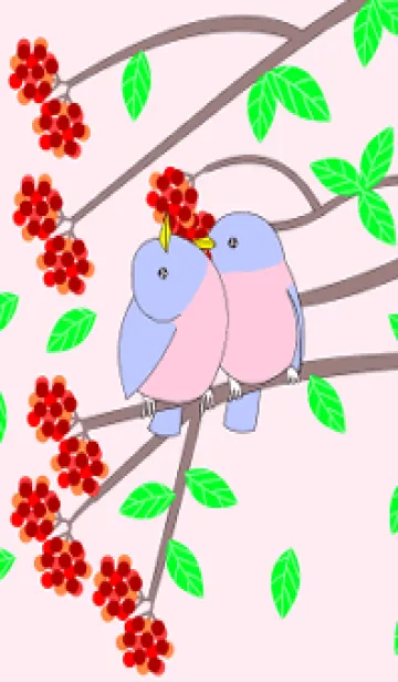 [LINE着せ替え] 花と鳥の絵画-ピンクバージョンの画像1