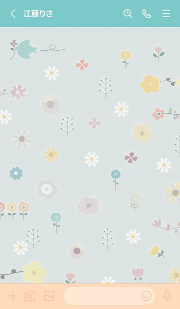 [LINE着せ替え] bluegreenデイジーと花柄06_1の画像2