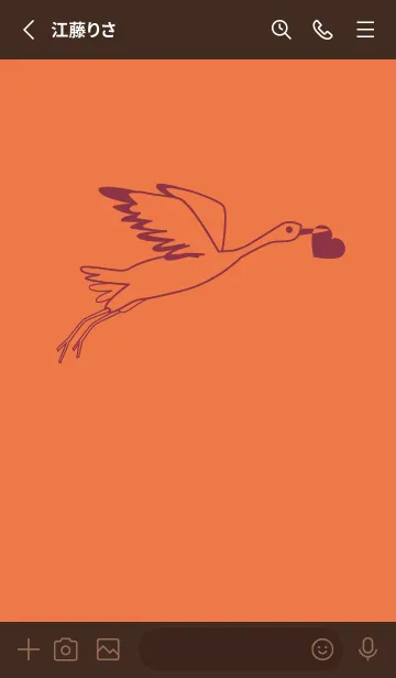 [LINE着せ替え] 鳥とハート 黄丹の画像2