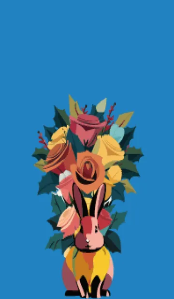 [LINE着せ替え] blue クリスマスローズとうさぎの画像1