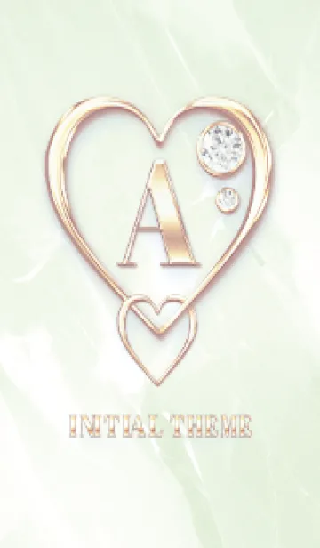 [LINE着せ替え] 【 A 】 Heart Charm & Initial - Greenの画像1