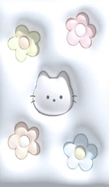 [LINE着せ替え] blueぷっくりな猫と花15_1の画像1