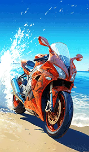 [LINE着せ替え] 晴天の輝く海①×スポーツバイクの画像1