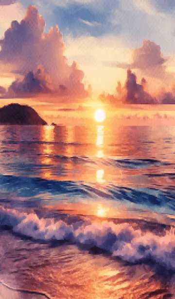 [LINE着せ替え] 夕日に染まる海岸の画像1