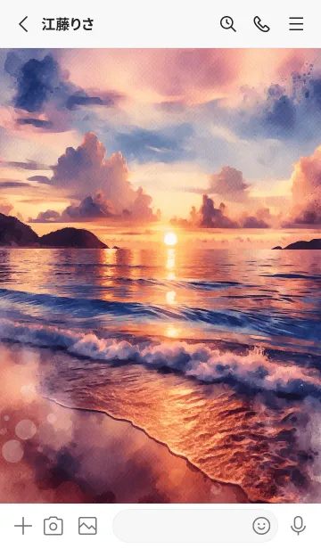 [LINE着せ替え] 夕日に染まる海岸の画像2