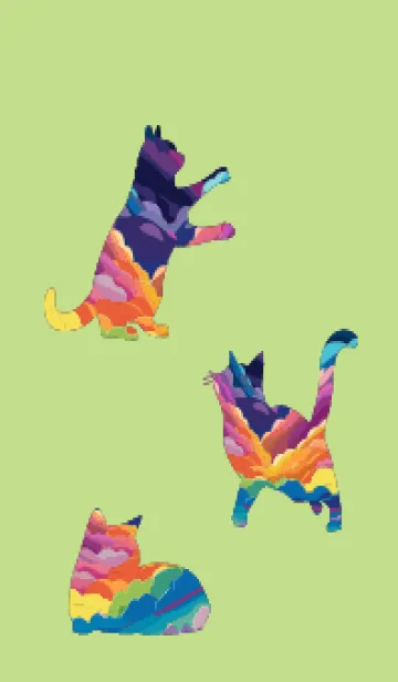 [LINE着せ替え] moss green 猫たちの画像1