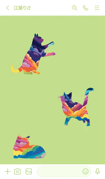 [LINE着せ替え] moss green 猫たちの画像2