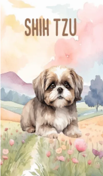 [LINE着せ替え] Shih Tzu In Flower Theme  (JP)の画像1