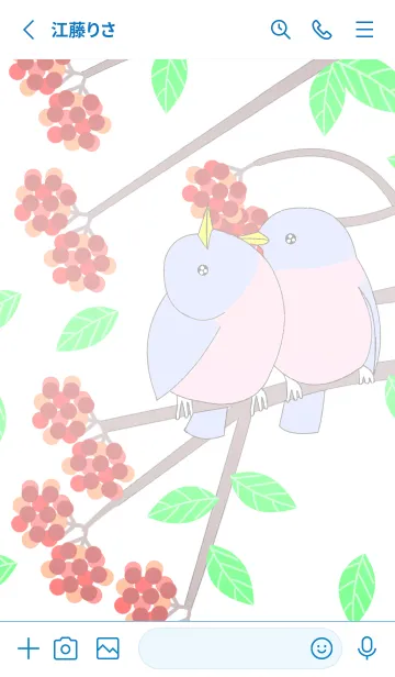 [LINE着せ替え] 花と鳥の絵画-白いバージョンの画像2