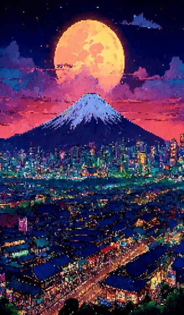 [LINE着せ替え] 満月の夜の富士山の画像1