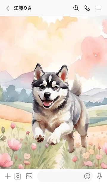 [LINE着せ替え] siberian husky In Flower Theme 3 (JP)の画像2