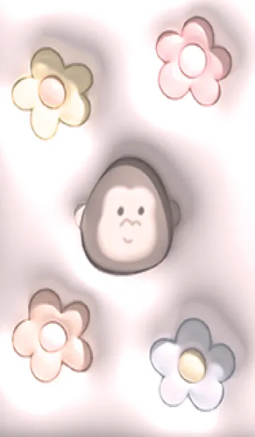 [LINE着せ替え] pinkぷっくりゴリラと花10_1の画像1