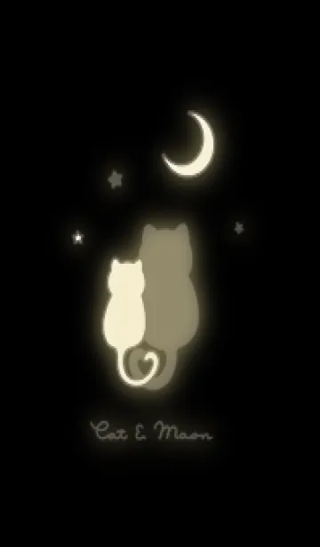 [LINE着せ替え] ネコと月 / ブラックゴールドの画像1