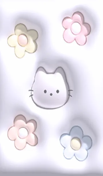 [LINE着せ替え] purpleぷっくりな猫と花12_1の画像1