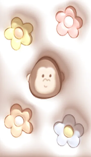[LINE着せ替え] pinkbrownぷっくりゴリラと花08_1の画像1