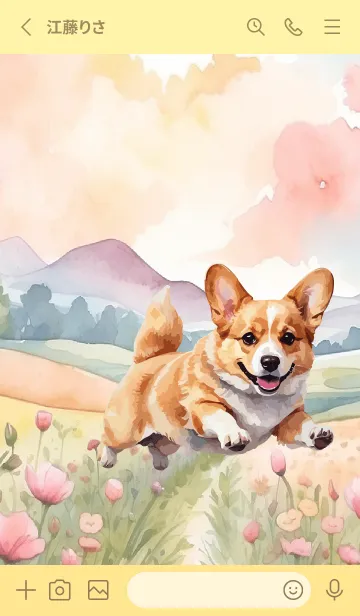 [LINE着せ替え] Welsh corgi In Flower Theme2 (JP)の画像2