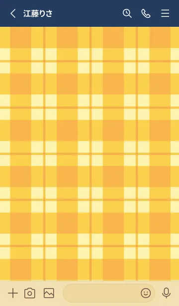 [LINE着せ替え] オレンジチェック/ネイビーブルーの画像2
