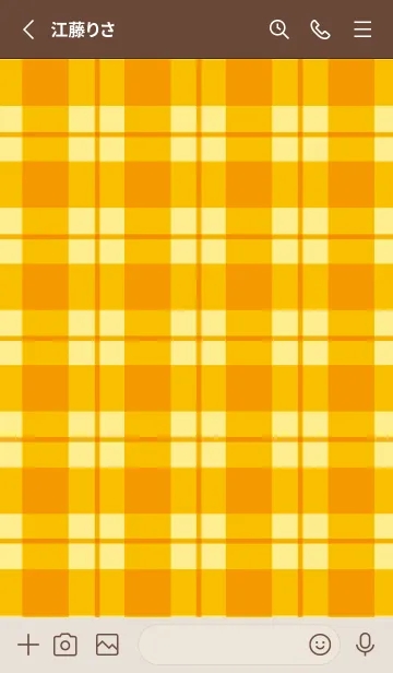 [LINE着せ替え] オレンジチェックの着せかえ/パープルの画像2