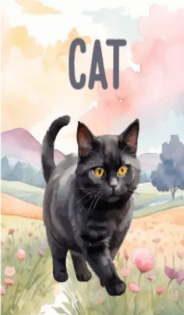 Black Cat In Flower Theme  (JP)の着せ替えメイン画像