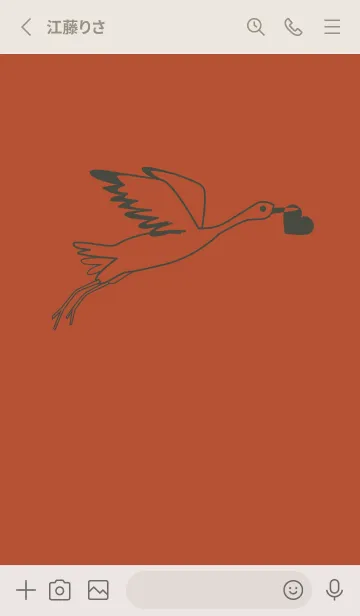 [LINE着せ替え] 鳥とハート 煉瓦色の画像2