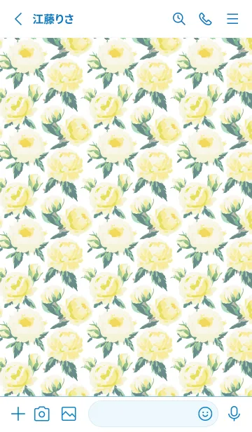 [LINE着せ替え] white & blue 黄色いバラの画像2