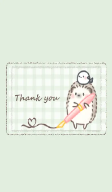 [LINE着せ替え] ハリネズミとシマエナガ -手紙- グリーンの画像1