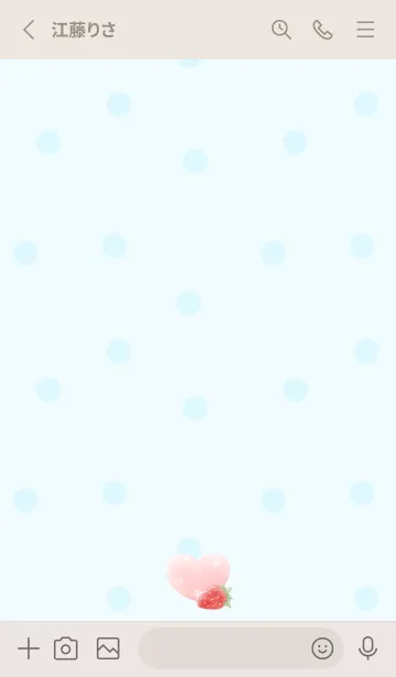 [LINE着せ替え] 苺とハート -ブルー- ドットの画像2
